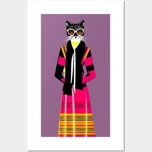 Fashionista Geometric Cubist Cat Posters and Art